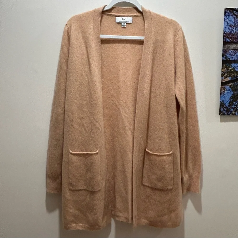 Magaschoni Cashmere Tan Long Cardigan Sweater - Medium - Picture 4 of 11
